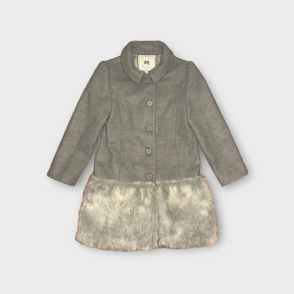 Janie and Jack Bottom Faux Fur Gray Coat